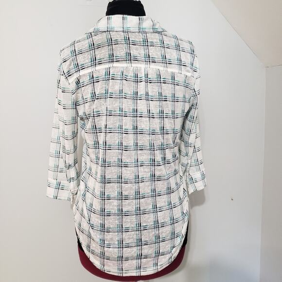 Aeropostale Striped Plaid Button Down Collared Top - Picture 3 of 11